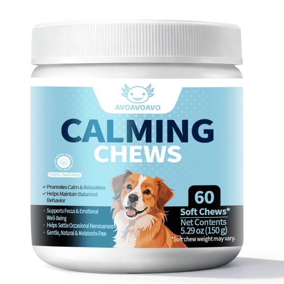Calming Chews for Dogs Helps with Anxiety, Stress & Barking Promotes Relaxation, Calm Behavior & Focus (60)