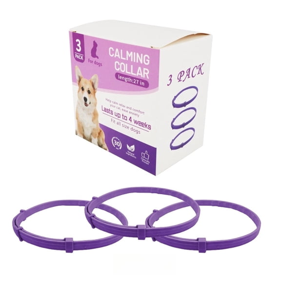 Calming Collar for Dogs 3 Pack, Purple Dog Calming Collar for Anxiety & Stress Relief, Pheromone Collar for Small Medium Large Dogs, Waterproof Adjustable Long-Lasting 4 Weeks