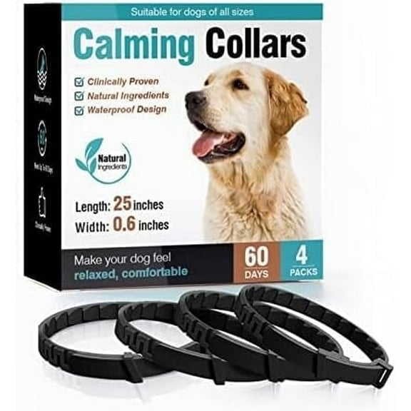 Calming Collar for Dogs 4 Packs Dog Relief Anxiety Stress Pheromone Collars Separation and Bad Behavior Pheromones Calm Lasts 60 Days 25 Inches Size Adjustable Waterproof Fit Small Large Medium Breed