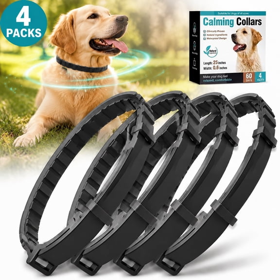 Calming Collar for Dogs 4 Packs Dog Relief Anxiety Stress Pheromone Collars Separation and Bad Behavior Pheromones Calm Lasts 60 Days 25 Inches Size Adjustable Waterproof Fit Small Large Medium Breed