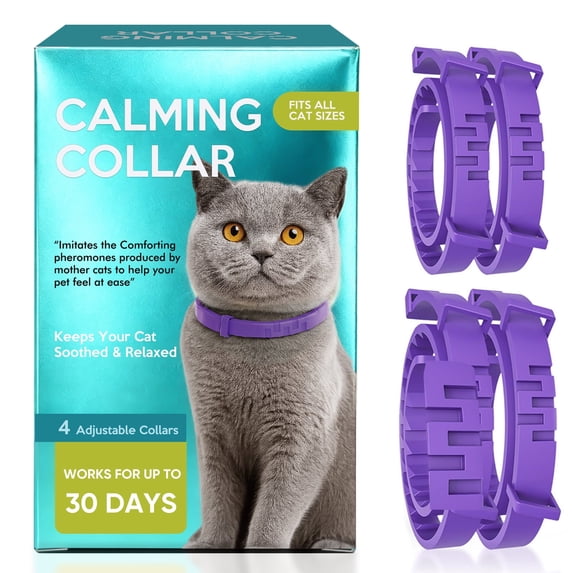 Image showcasing Calming Collar for Cats, 4 Pcs Anxiety Relief for Cats, Adjustable ...