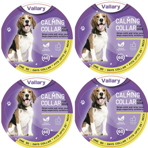 Calming Collar for Dogs, Anxiety Reducing Pheromone Collar, Releases Pheromones for 60 Days, Helps Calm During Loud Noises and Separation, 4 Count, Purple
