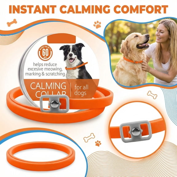 Calming Collar for Dogs and Cats, Pheromone Calm Collars Relief Anxiety Stress Separation Lasts 60 Days, Suitable for Small Medium and Large Pets(Orange,L)