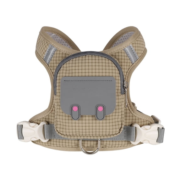 Calming Comfort Dog Harness with Storage Backpack, No Pull Escape Proof Reflective Dog Vest Harness for Small Medium Dogs, Stress-Free Outdoor Walking Travel(Khaki,S)
