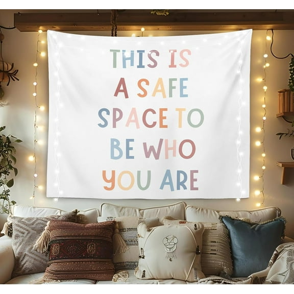 Calming Corner Classroom Decor Tapestry Wall Hanging, Calm Down Corner Supplies, This is a Safe Space, Classroom Decorations, Mental Health Tapestry for Counselor Office Kids Room Decor, 50x60 inches