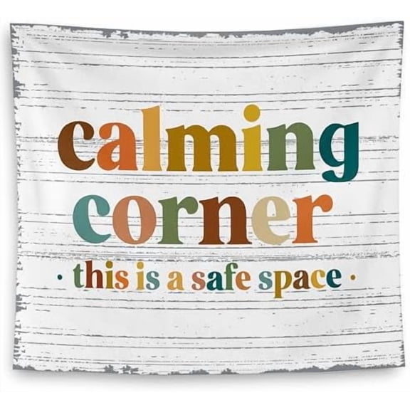 Calming Corner Classroom Tapestry, Mental Health Tapestry Wall Hanging, This Is a Safe Space Mental Health Wall Decor Blanket for Calm Down Corner Classroom Counselor Therapy Office, 50x60 Inches