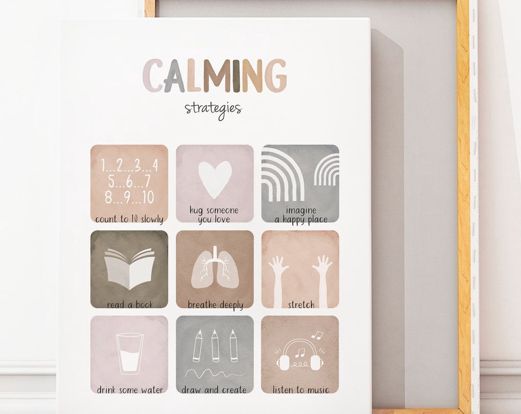 12 Calm Down Corner Posters – 8x10 Inch, Social Emotional Learning, Emotional Regulation Charts For Kids, Classroom Or Home