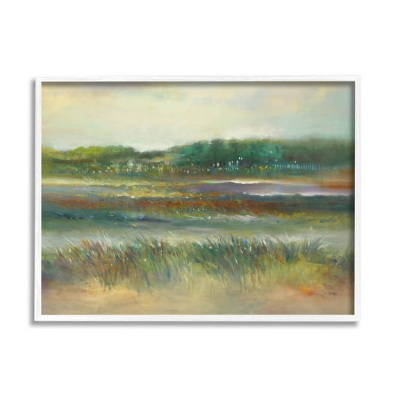 Calming Countryside Scenery Field Landscape Painting White Framed Art Print Wall Art