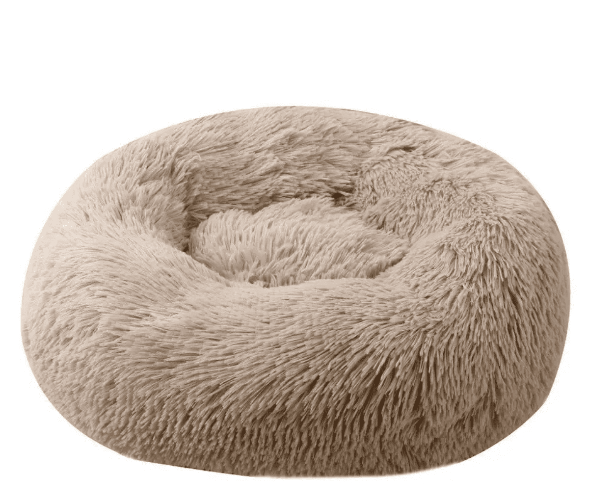 Calming & Cozy Donut Dog Bed & Cat Bed – Anti-Anxiety, Soft & Plush Cushion for Small to Medium and X-Large Pets (Khaki, X-Large)