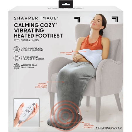 Calming Cozy by Sharper Image Personal Sherpa Wrap with Electric Heating Massaging Vibrating Foot Bed, 3 Heat & 3 Massage Settings for 9 Relaxing Combinations