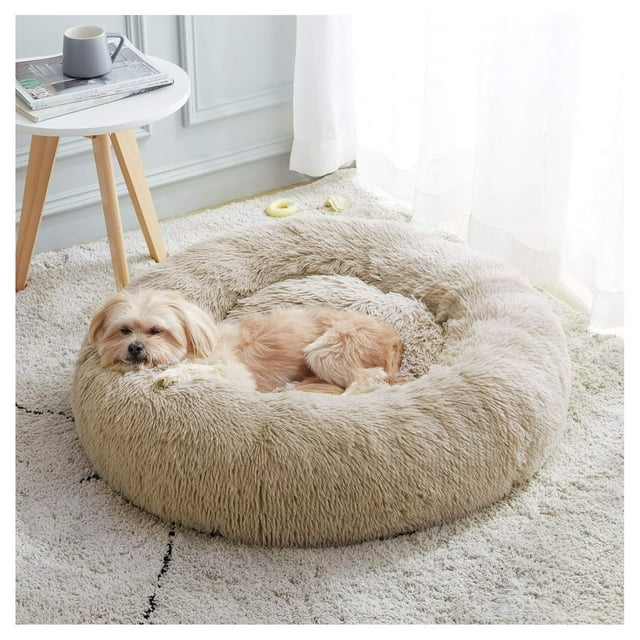 Calming Dog Bed & Cat Bed, AntiAnxiety Donut Dog Cuddler Bed, Warming