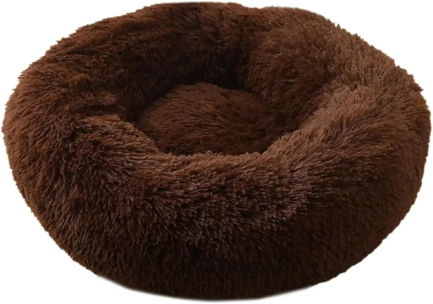 Calming Dog Bed & Cat Bed, Anti-Anxiety Donut Dog Cuddler Bed, Warming Cozy Soft Dog Round Bed, Fluffy Faux Fur Plush Pet Dog Cat Cushion Bed for Small Medium Dogs and Cats (Small, Coffee)