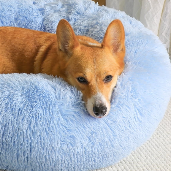 Calming Dog Bed & Cat  Donut Cuddler Warming Cozy Soft Round Cushion For Small Medium Dogs And Cats