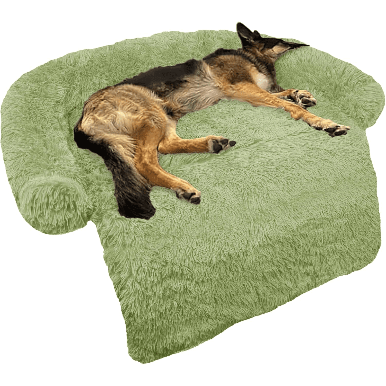 Calming Dog Bed Fluffy Plush Dog Mat for Furniture Protector with Removable Washable Cover for Large Medium Small Dogs and Cats (Large, Grass Green)