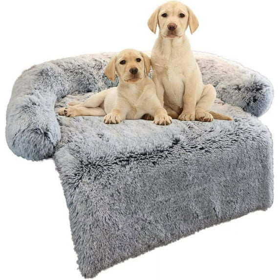 Calming Dog Bed Fluffy Plush Dog Mat for Furniture Protector with Removable Washable Cover for Large Medium Small Dogs and Cats