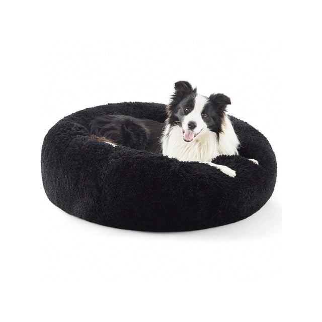 Calming Dog Bed Large - Donut Cuddler Pet Bed for Medium & Large Dogs Up to 55lbs - Ultra-Soft Round Orthopedic Dog Bed with High Bolster - Machine Washable & Non-Slip Bottom