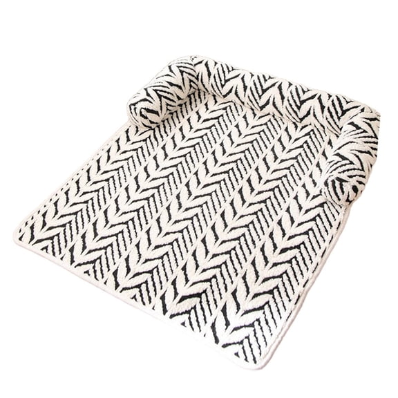 Calming Dog Bed Mats with Neck & Head Support, Soft Pet Couch Bed for Small and Medium Dogs & Cats, Washable, for Sofa Black