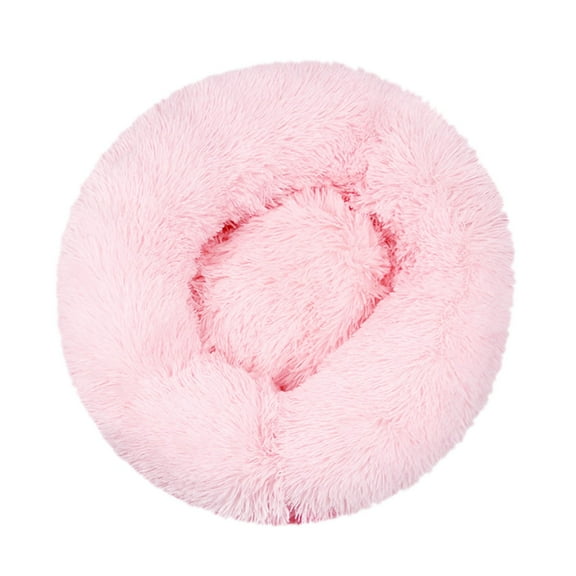 Calming Dog Bed Round Pet Bed for Dogs and Cats, Plush Donut Cuddler Bed with Raised Rim Support, Washable Cozy Sleeping Bed for Small Medium Pets Indoor Home Use