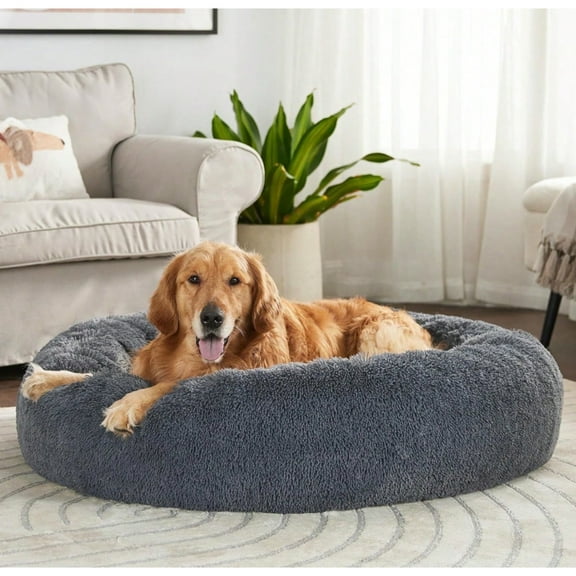 Calming Dog Bed (XL) For Medium And Large Dogs Comfortable Pet Bed Donut Cuddler Up To 55/77/100lbs