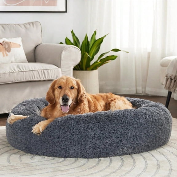 Calming Dog Bed (XL) For Medium And Large Dogs Comfortable Pet Bed Donut Cuddler Up To 77lbs