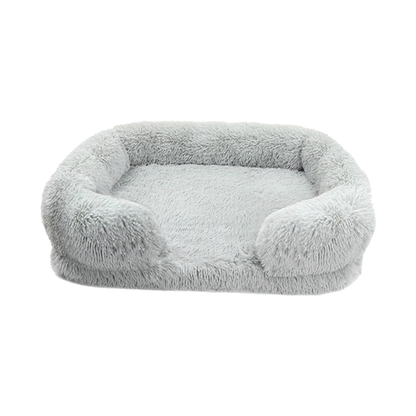 Calming Dog Bed for Medium Dogs, Fluffy Soft Cozy Cat Bed, Faux Fur Anti-Anxiety Plush Donut Cuddler, Washable Pet Bed for All Seasons, Gray