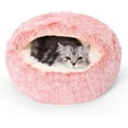 thumbnail image 1 of Calming Dog Beds & Cat Cave Bed with Hooded Cover,Removable Washable Round Beds for Small Medium Pets,Anti-Slip Faux Fur Fluffy Coved Bed for Improved Sleep,Fits up to 15/25 lbs(Bean Mush,S), 1 of 14