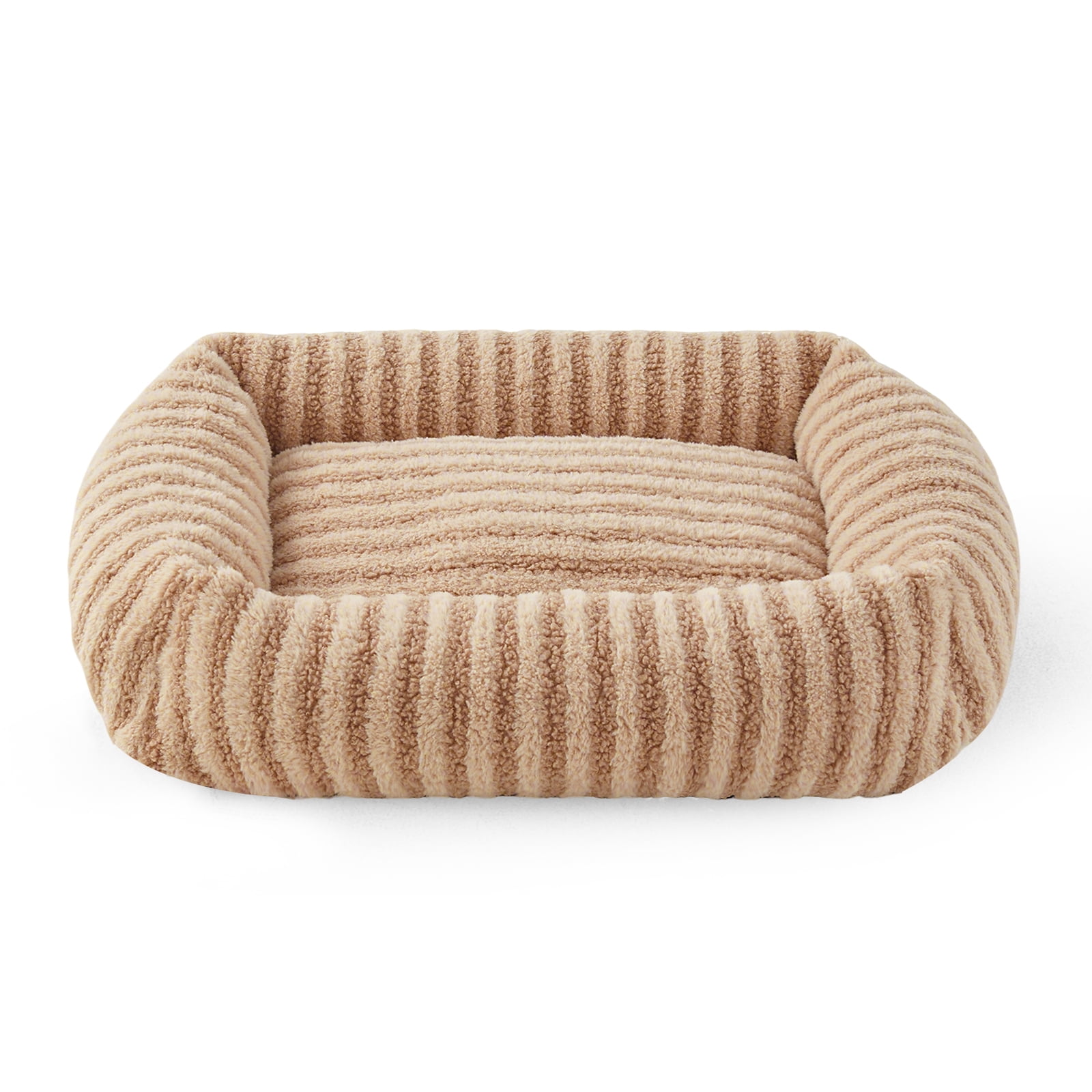 Calming Dog Beds for Medium Dogs and Large Cats, Washable Rectangle Dog Bed with Removable Cover, Soft Pet Beds, Non-Slip Bottom, Beige, 30in