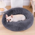 thumbnail image 1 of Calming Dog Bed for Small Medium Dog,GHODEC 23 inch Washable-Round Cozy Soft Pet Bed, Fluffy Faux Fur Plush Dog Cat Cushion Bed,Fits up to 25 lbs Pets, Dark Grey, 1 of 6