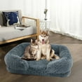 thumbnail image 1 of Calming Dog and Cat Bed, Plush Fluffy Pet Cushion, Raised Edges Soft Indoor Kennel Bed, Non-Slip Bottom, Cozy Pet Sleeping House(Dark Gray, 15.74x11.81x4.72in), 1 of 6