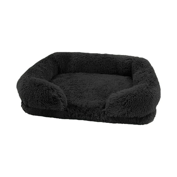 Calming Dog & Cat Bed for Small Dogs, Anti-Anxiety Square Cozy Soft Bed with Anti-Slip Bottom, Fluffy Faux Fur Plush Cushion Beds for Small Medium Dogs Pet Sleep Cushion (16")