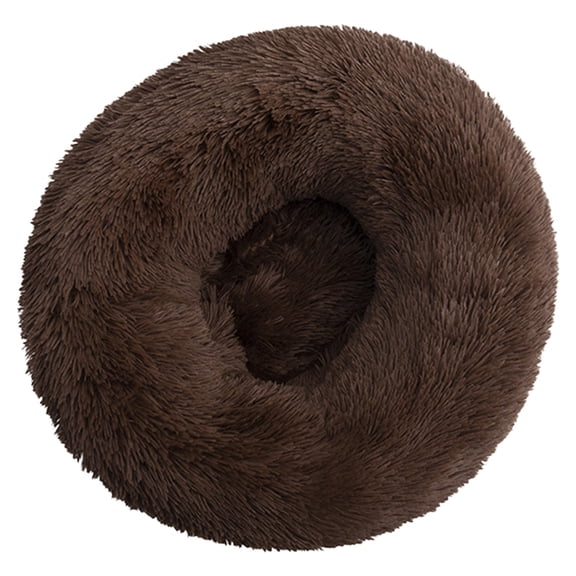 Calming Donut Dog Bed for Kittens & Puppies, Washable Round Plush Round Pet Bed for All Seasons, Small Dog & Cat Beds for Indoor Cats Coffee