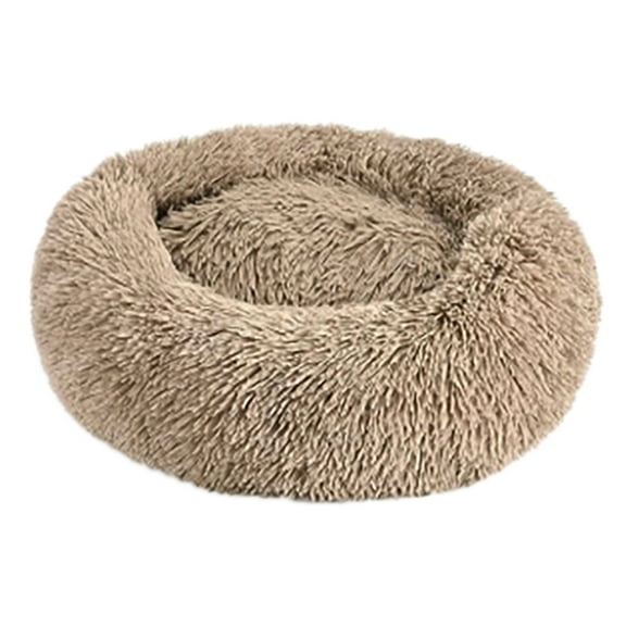 Calming Donut Pet Bed for Dogs & Cats - Fluffy Round Anti-Anxiety Bed with Fur, Machine Washable - Cozy Warming Bed for Small/Medium Pets, Puppies & Kittens