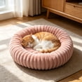thumbnail image 1 of Calming Donut Pet Bed for Small Dogs Cats, Soft Cuddler Cushion, Washable Cozy Round Mat, 40x40cm, 1 of 7
