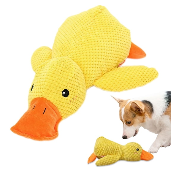 Calming Duck Dog Toy, Interactive Plush Duck with Quack Sound, Soft Stuffed Calming Pillow for Puppy Anxiety Relief