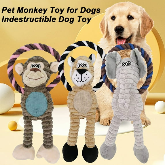Calming Duck Dog Toy with Quacking Sound Monkey Lion Elephant Design Stress Relieve Teeth-grinding Interactive Dog Toy