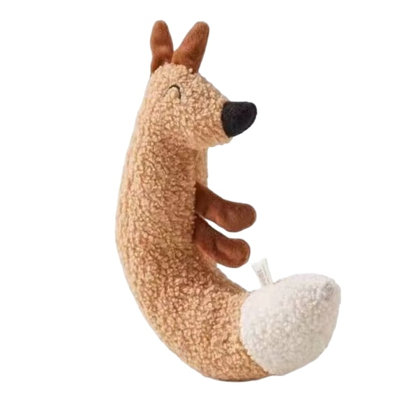 Calming Duck toy for Dogs, Goose Stuffed Animal, 18 in Curved, Crinkle Dog toy, Squeaker insert, Heavy Duty Chewing, Tan Brown, 1 Pc