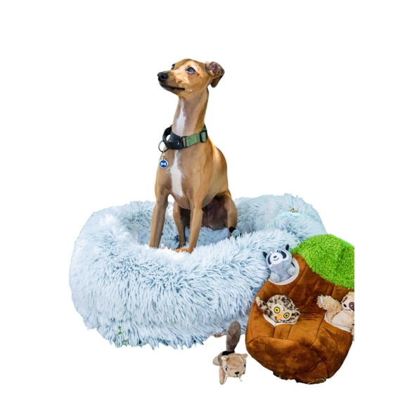 Calming Faux Fur Dog Bed With Memory Foam Bolster By Glow Pups For Ultimate Pet Comfort