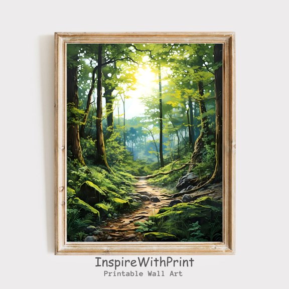 Calming Forest , , Green Forest Wall Art, Nature Inspired Art Poster Green Wall Decor, Nature Calming Wall Art, Size 8x12 UNFFRAMED F03.1.6l623