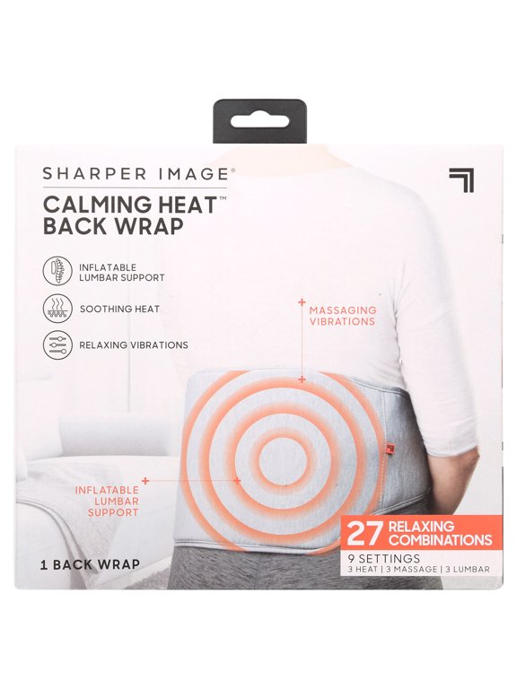 Sharper Image Calming Heat Back Wrap with Relaxing Vibrations, Gray