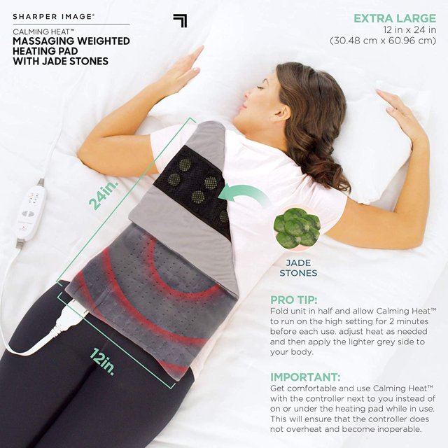 Calming Heat Jade Stone Massaging Weighted Heating Pad by Sharper Image