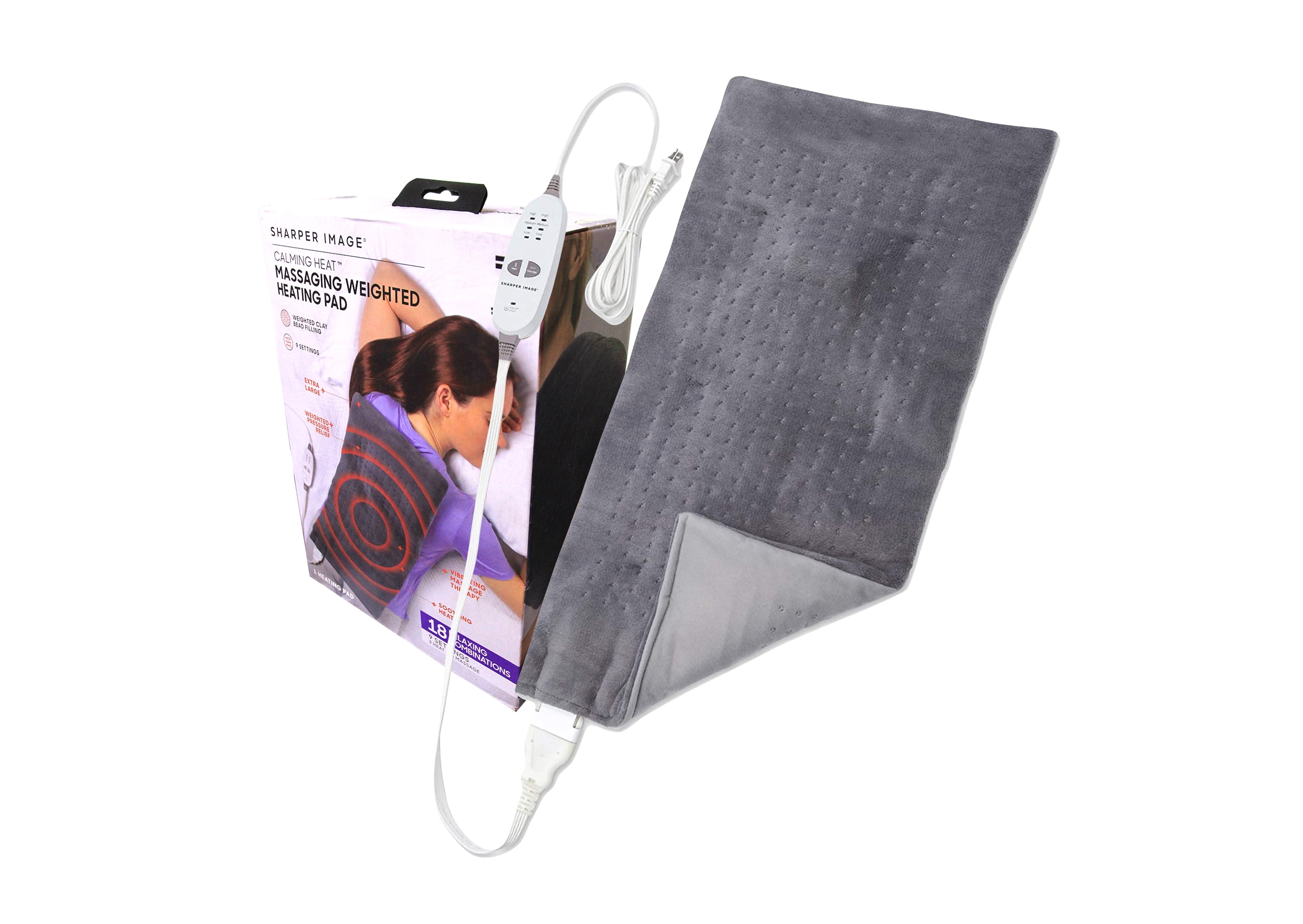 Sharper Image Calming Heat Weighted, Vibrating Heating Pad 9 Settings