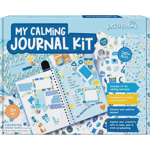 Calming Journal Kit for Girls Ages 8–12, 242 pcs, Scrapbooking Journal Set for Teen & Tween Girls, 10 Fun Gratitude Exercises, Journals Art & Craft Kit, Gift for Girl 8 9 10 11 12