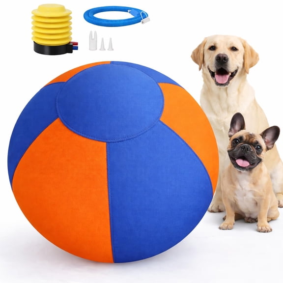 Calming Jumbo Ball for Dogs, Giant Interactive Dog Ball with Straps, Durable Inflatable Exercise Toy for Boredom Relief, Training, Outdoor Play and Energy Release
