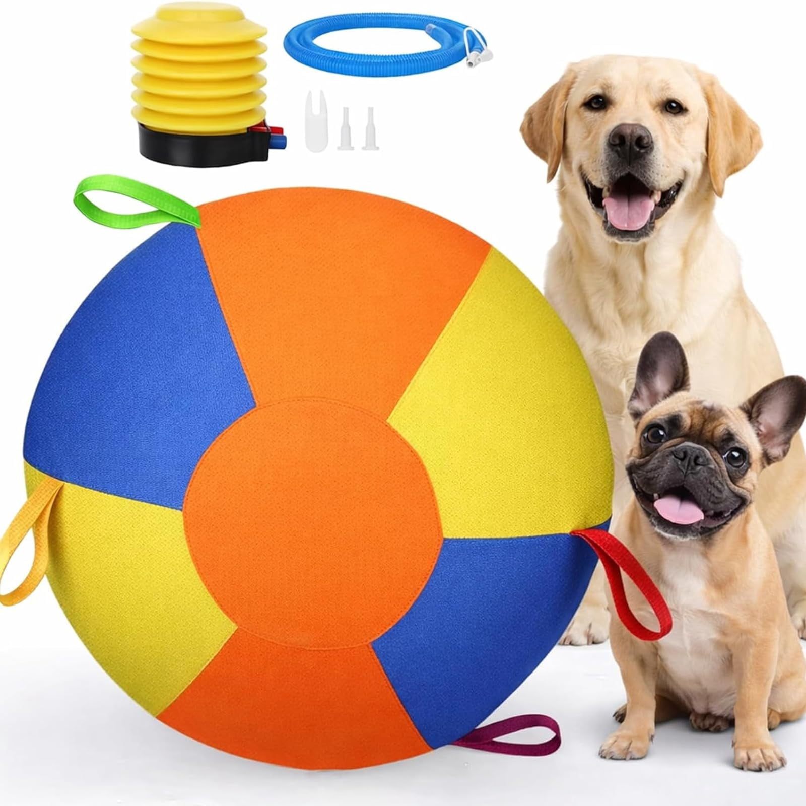 Calming Jumbo Ball for Dogs, Giant Interactive Dog Ball with Straps, Durable Inflatable Exercise Toy for Boredom Relief, Training, Outdoor Play and Energy Release