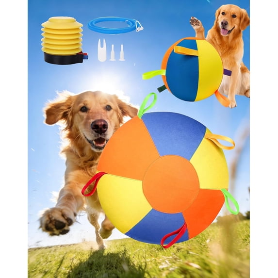 Calming Jumbo Ball For Dogs, Herding Ball For Dogs, Giant Inflatable Ball, Durable Tear-Resistant Big Ball With Handle Cover & Pump For Exercise Dogs Training & Backyard Play (Orange, 21.65'')