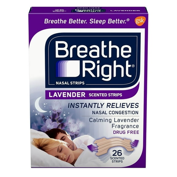 "Calming Lavender Scented Drug-Free Nasal Strips for Nasal Congestion Relief 26 count, Pack of 2, Contain an extra ""spring-like"" band and are.., By BcTlyInc Ship from US"