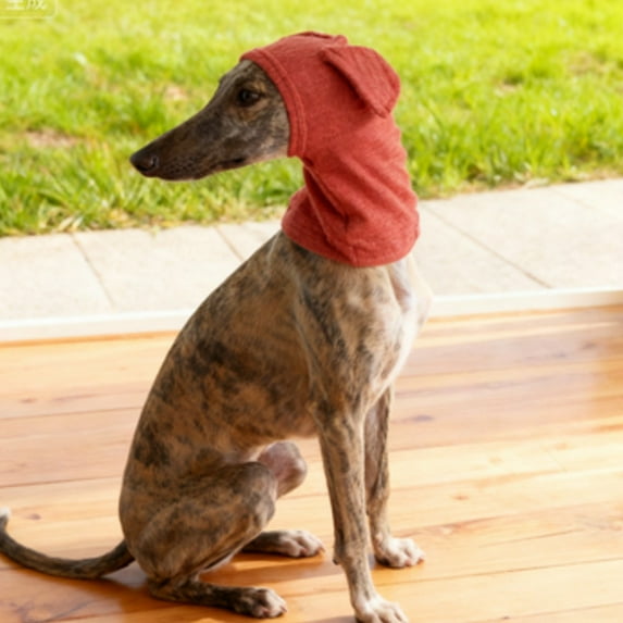 Calming Pet Hood For Anxiety Relief With Adjustable Collar For Grooming Travel And Stress Reduction(Red-L-36Cm)