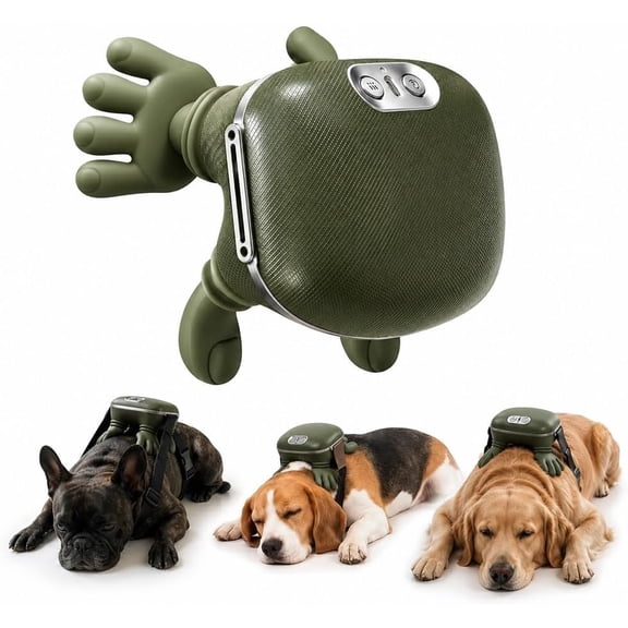 Calming Pet Massager Electric Automatic Head Leg Muscle Grooming Scratcher Brush Device for Small Indoor Dogs Cats Hair Comb Handheld Itching Stress Relax Interactive Self Care (Green)