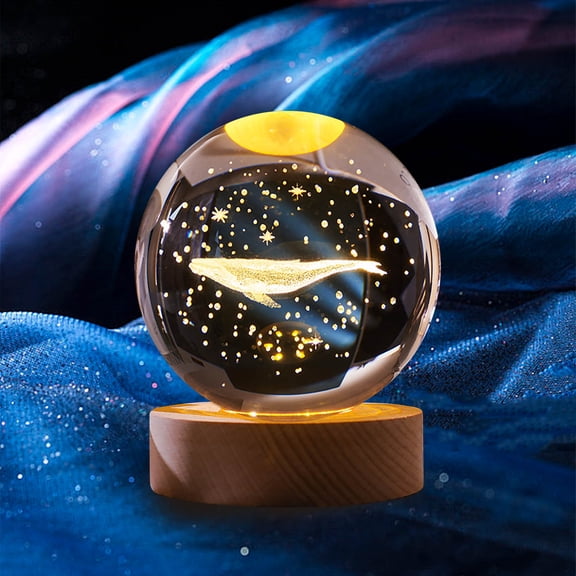 Calming Stellar Spheres, The Galaxy Saturn, And The Solar System Crystal Ball Night Light, 2.35 Inch Happy Lamps, Changing For Bedroom, Living Room Decor -E