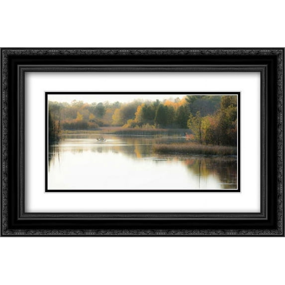 Calming Waters 2x Matted 24x16 Black Ornate Framed Art Print by Platz, Matthew